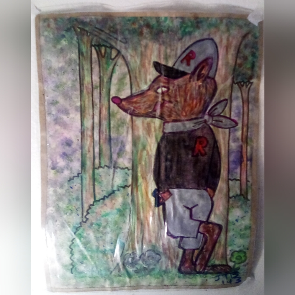 🎨A Wolf In Rocket Clothing Watercolor Painting Art🖼